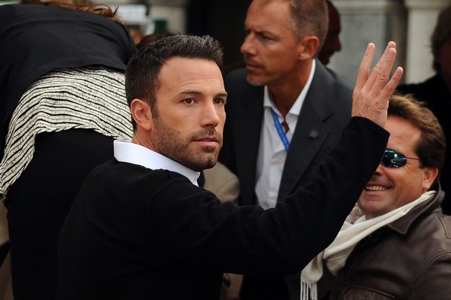 Ben Affleck, black sweater, white collar