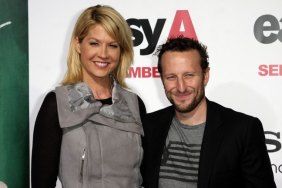 Jenna Elfman with husband, gray top, black t-shirt