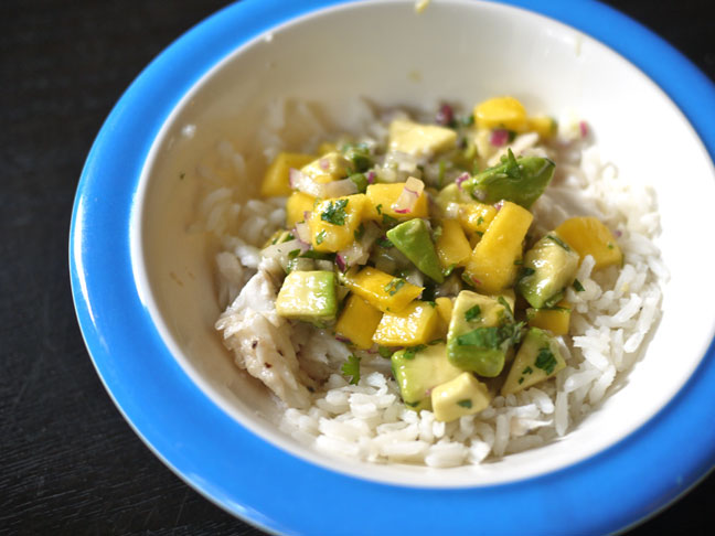 Grilled Fish with Mango Avocado Salsa