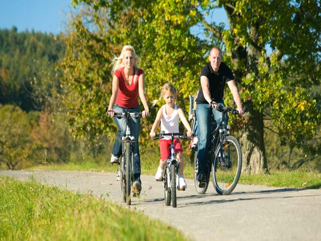 family bike riding