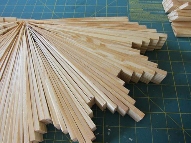 building a starburst mirror wood shims