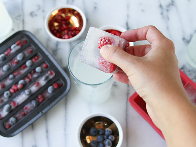 Add fruit ice cubes to drink