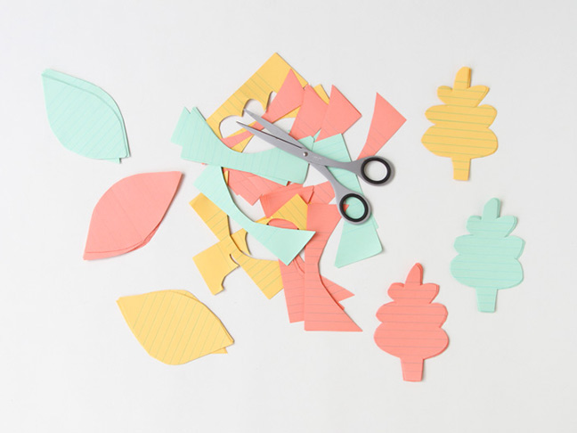 Cut leaves out of colorful paper