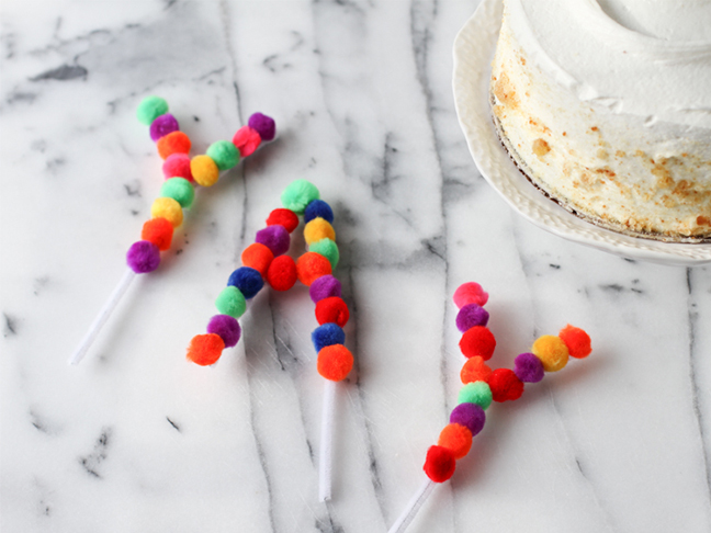 pom pom cake topper YAY