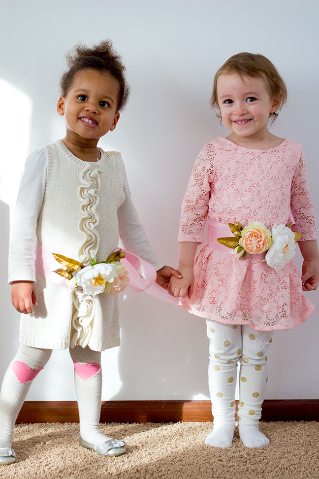 two girls floral sashes