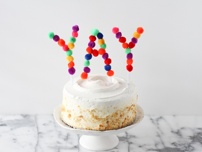 YAY pom pom cake topper