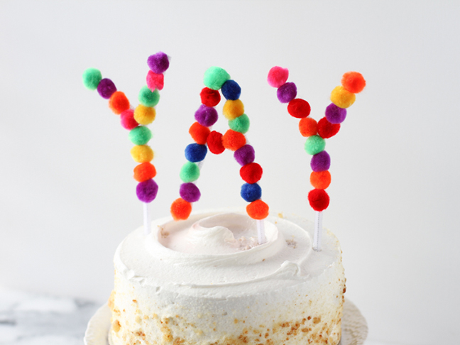 YAY pom pom cake topper