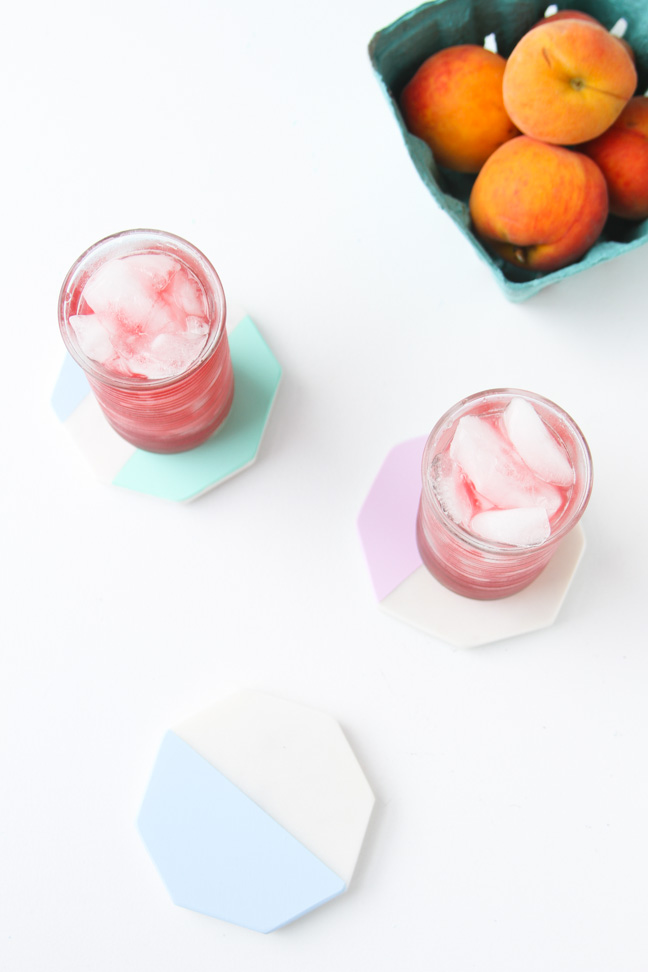 DIY // Painted Pastel Marble Geo Coasters