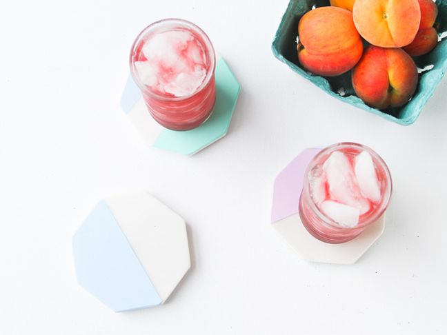 DIY // Painted Pastel Marble Geo Coasters