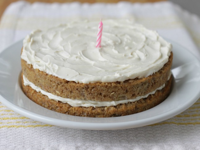 whole image banana bread birthday cake