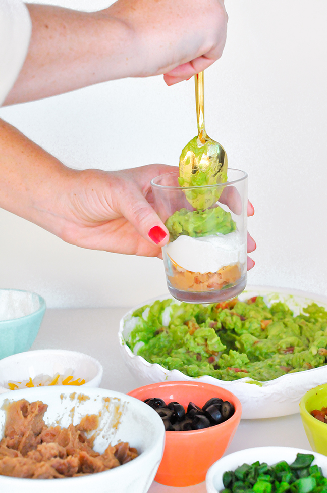 how to assemble mini 7 layer dips