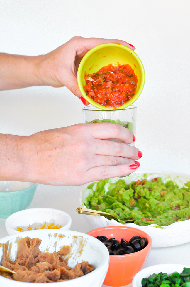 how to assemble mini 7 layer dips