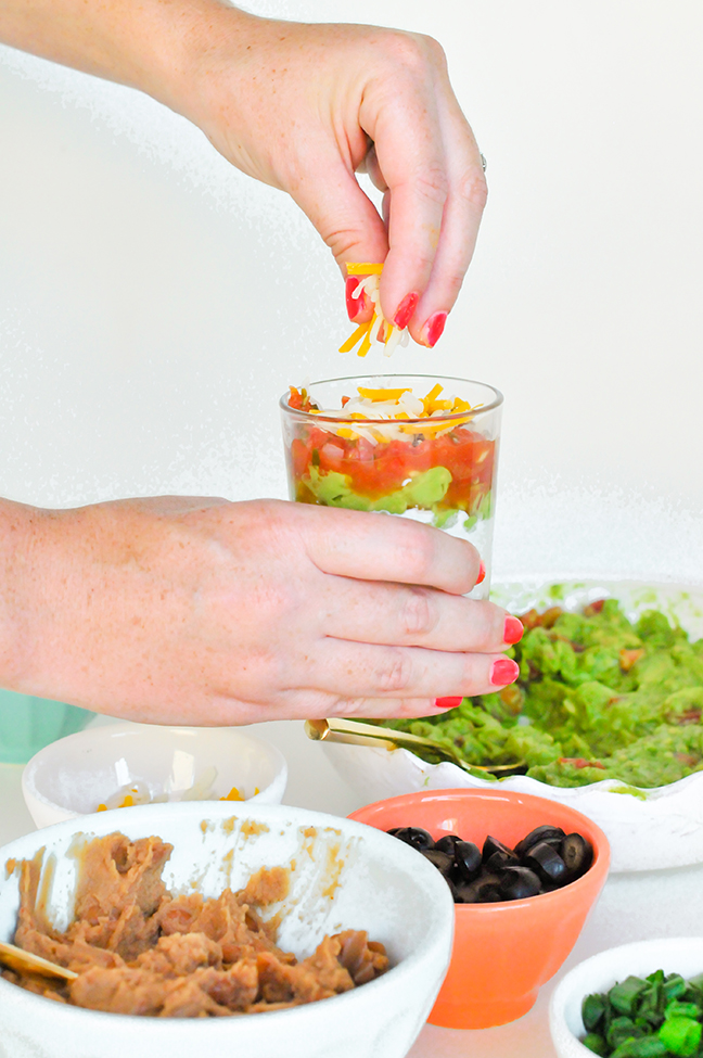 how to assemble mini 7 layer dips