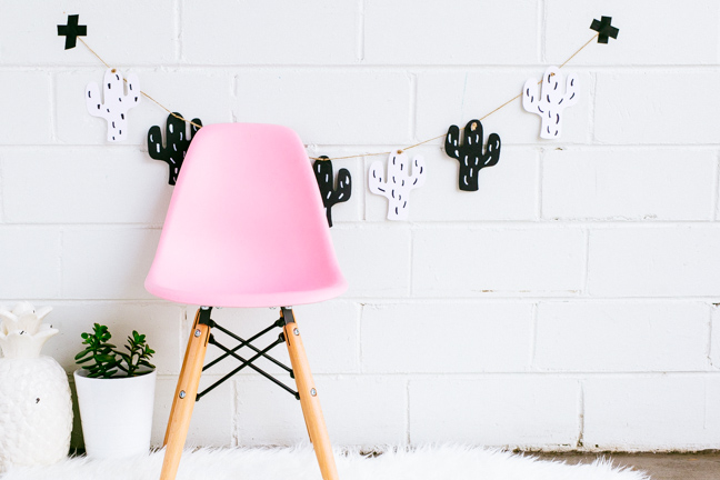 DIY: black and white cactus garland kids craft