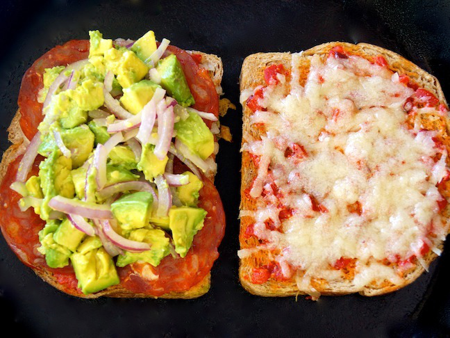 grilled cheese sandwich-avocado-green-white-toast