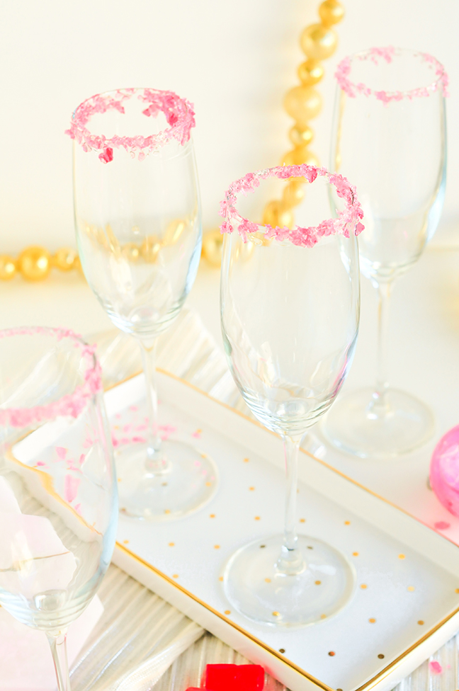 candied rim champagne flutes