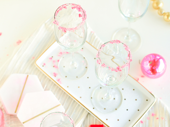 candied rim champagne flutes