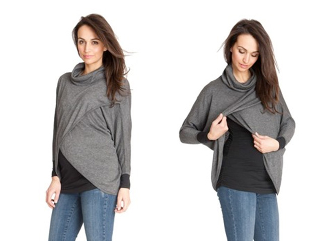 gray nursing maternity turtleneck