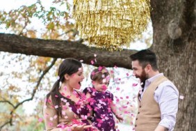 gold pinata pink confetti