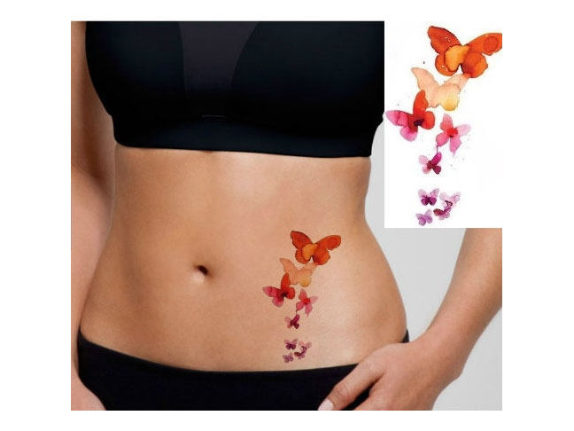 06-15 Watercolor Butterflies Temporary Tattoo