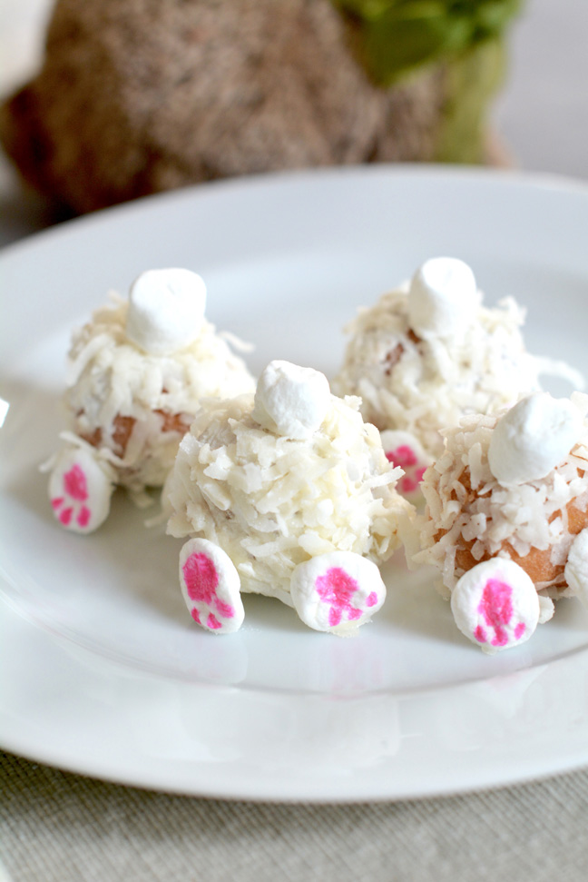 easter dessert bunny butt donut holes coconut