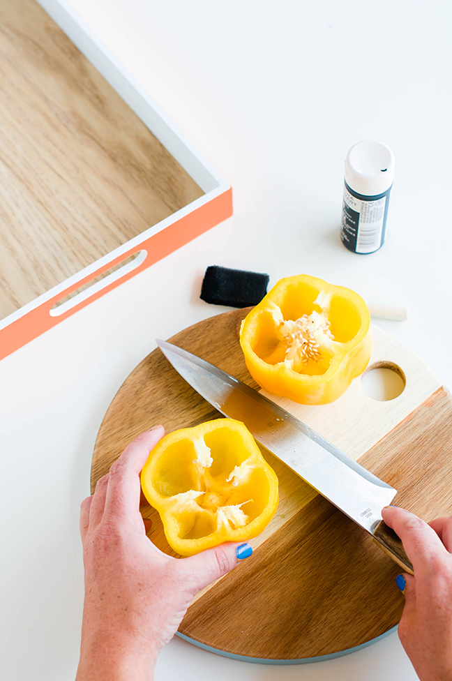 yellow bell pepper cut in half