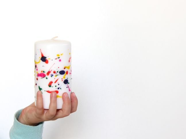 diy splatter art candle