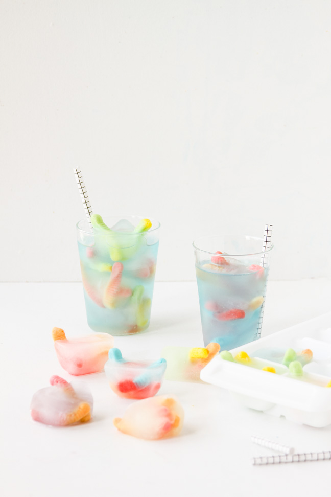 DIY Gummy Worm Ice Cubes for Halloween Pranks