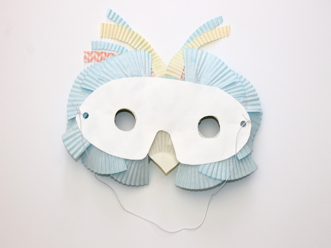 Owl Cupcake Liner Maskstep 15 paper plate bird mask with elastic strap