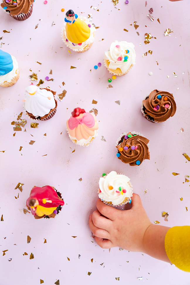 Princess-topped cupcakes