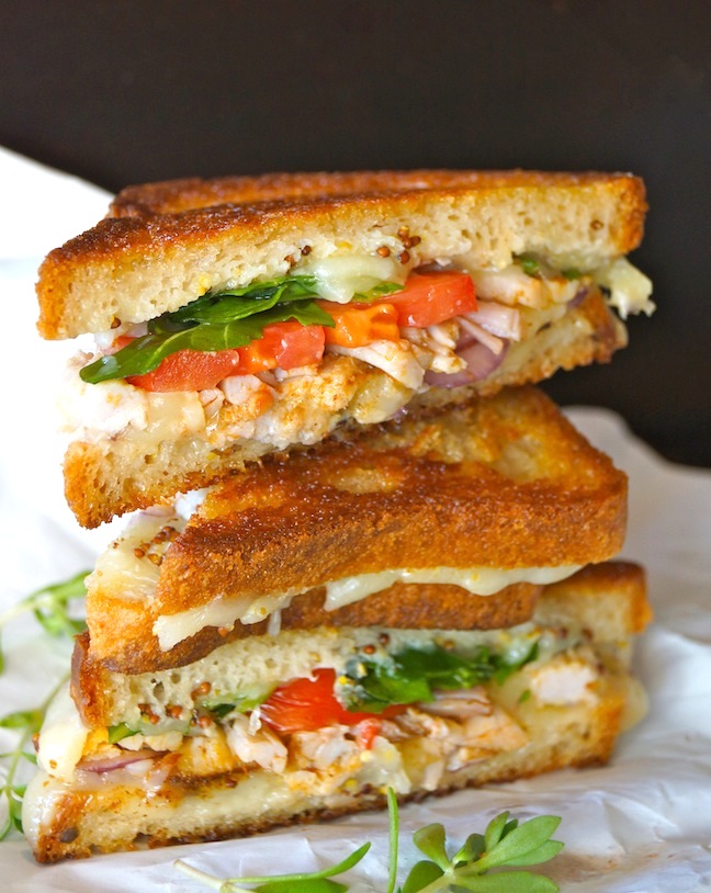 toast, grilled cheese sandwich, tomatoes, red and green