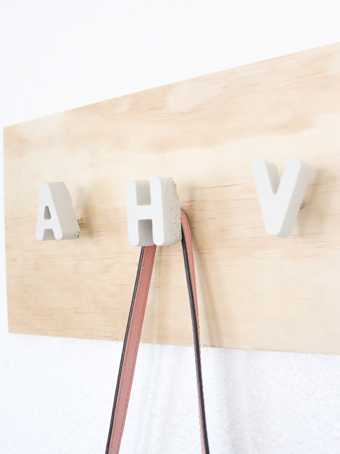 DIY Cement Alphabet Wall Hook Organizer