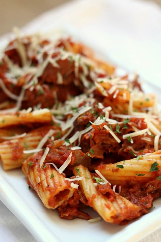 Slow Cooker Beef Ragu Over Pasta