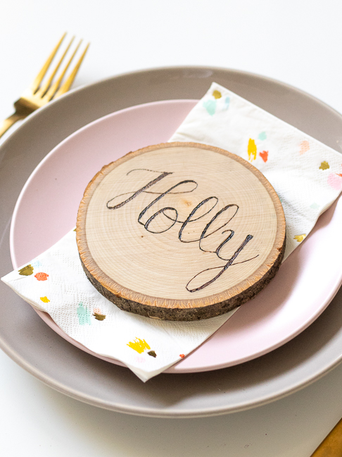 Make Double-Duty Wood Burned Place Cards to Gift as Coasters