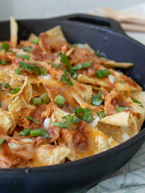 Skillet BBQ Chicken Nachos are the Easiest Game Day Snack