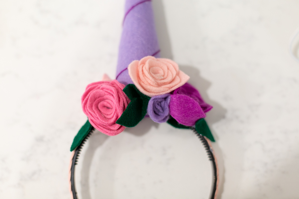 Felt flowers on headband