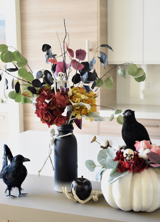 How To Transform A Fall Flower Arrangement To A Spooky Boo-quet