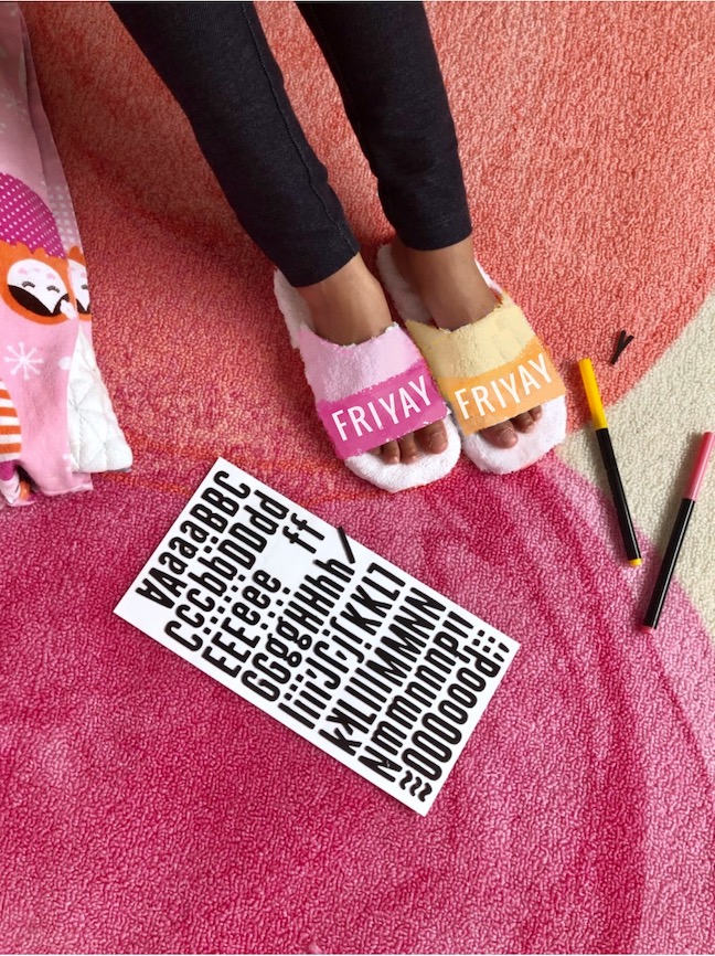 DIY Slogan Sleepover Slippers for Kids