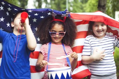 Children celebrating the 4th of July or Independence Day.