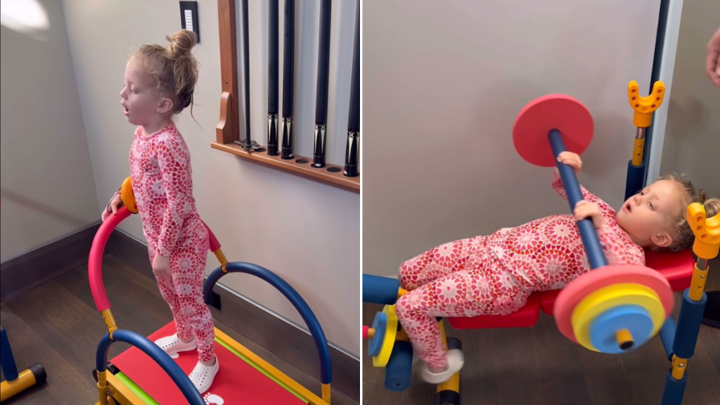 Brittany Mahomes daughter Sterling workout video Patrick Mahomes