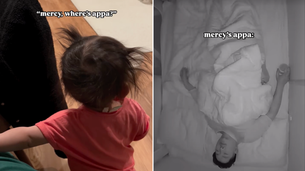 kid puts dad to sleep parenting video