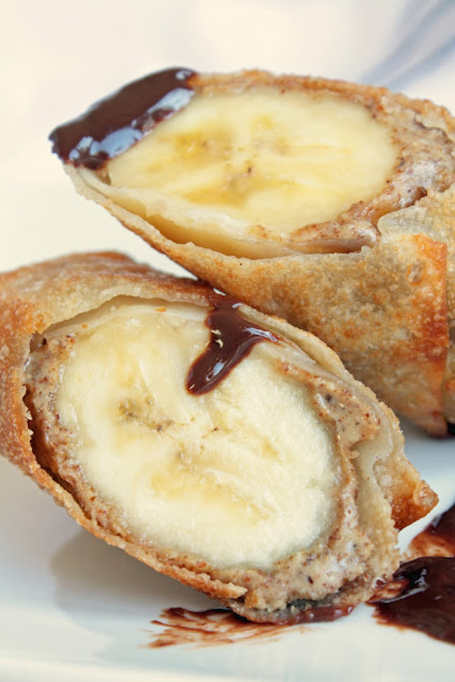 Banana Egg Rolls with Chocolate Sauce