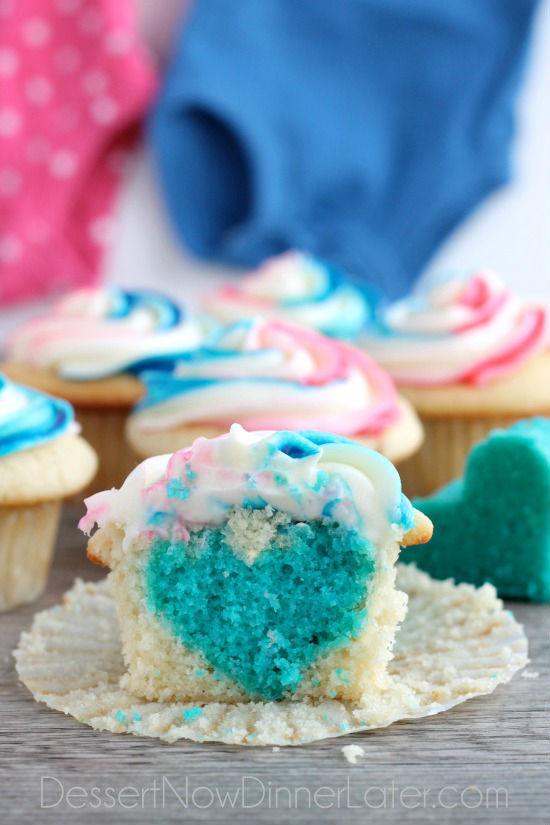 DIY Hidden Heart Gender Reveal Cupcakes