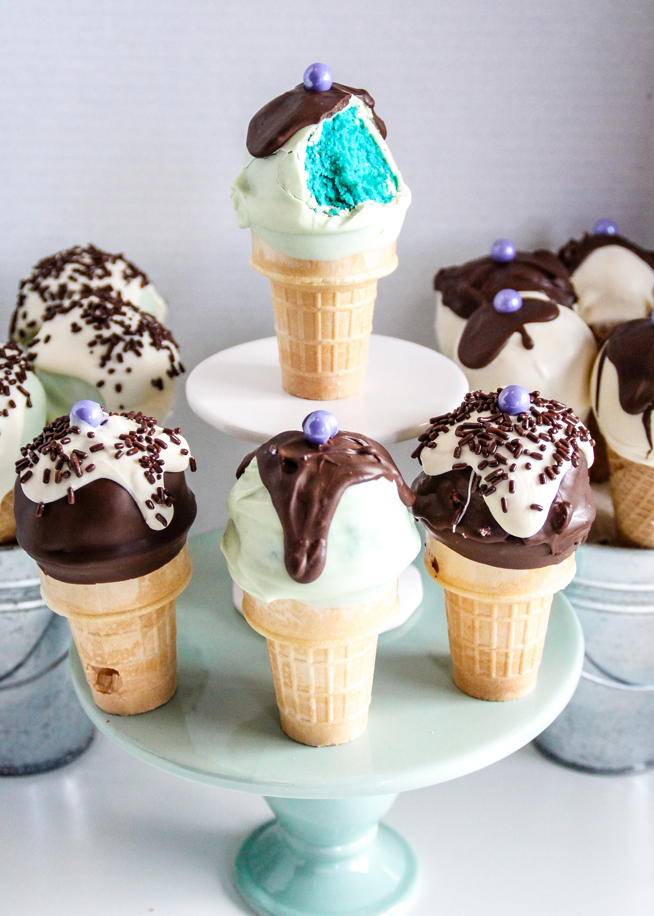 DIY Ice Cream Cone Gender Reveal Cake Pops