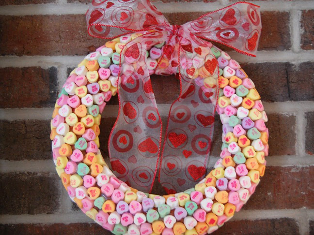 Conversation Hearts Candy Wreath 