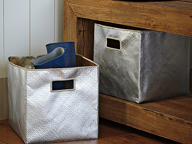 Serena & Lily Pandan Metallic Woven Bins