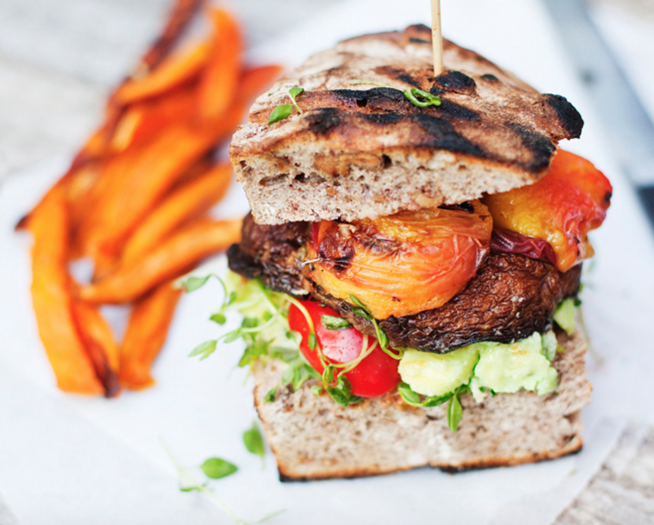 Portobello and Peach Burgers