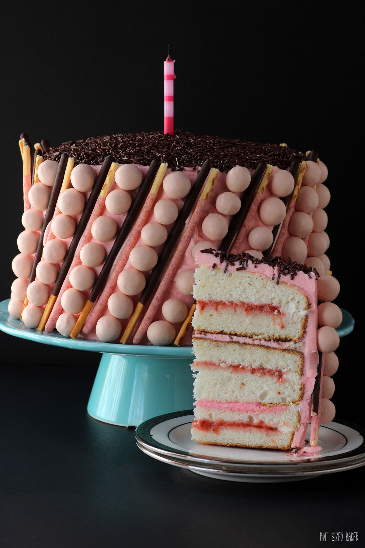 Strawberry Chocolate Pocky Cake