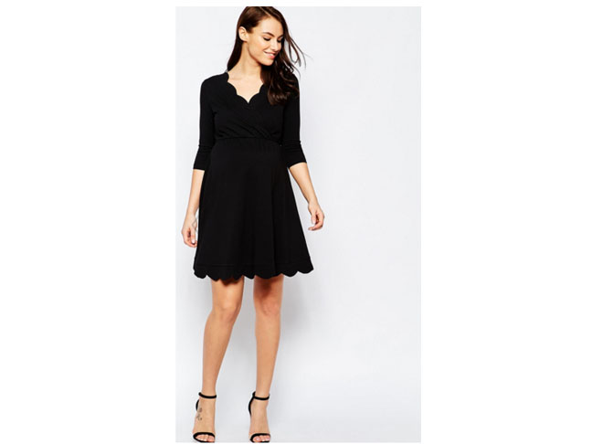 Maternity/Nursing Scallop Wrap Skater Dress