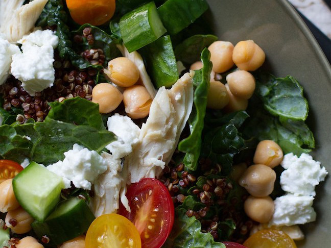 Kale, Chicken, and Quinoa Salad With Mint Yogurt Dressing